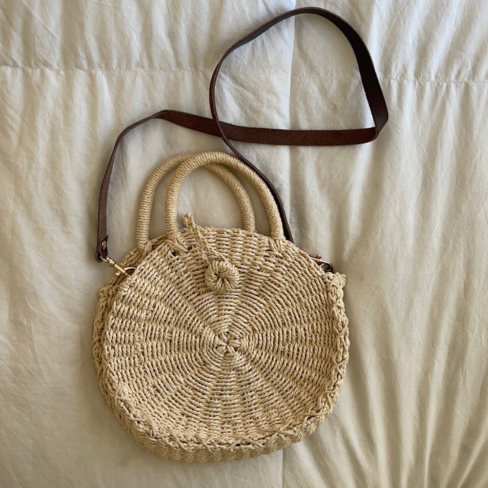 Buji Baja raffia circle cross body
